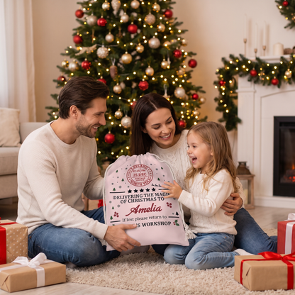 Personalized Delivering the Magic of Christmas To Christmas Sack with Custom Name