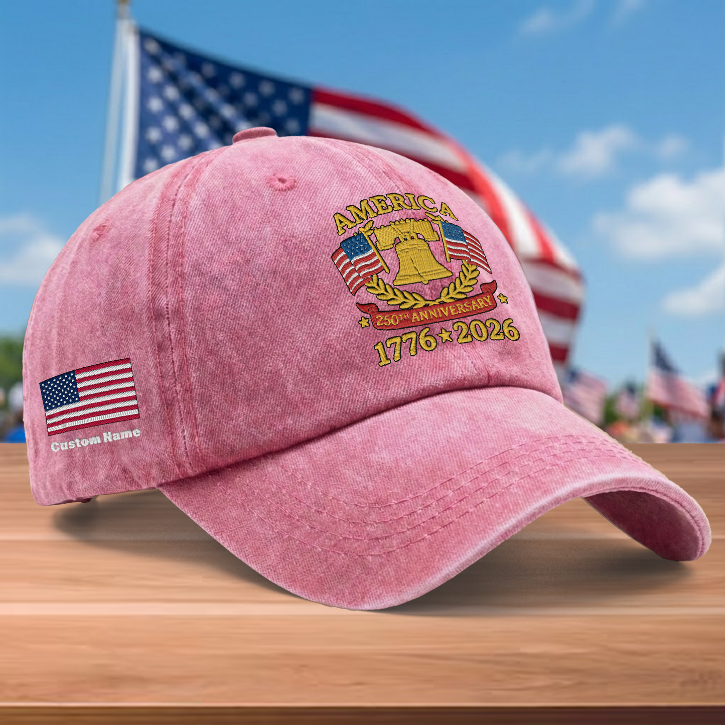 Proud America 1776–2026 – Patriotic Gift for America 250th Anniversary – Personalized Embroidered Baseball Cap