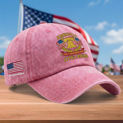 Proud America 1776–2026 – Patriotic Gift for America 250th Anniversary – Personalized Embroidered Baseball Cap