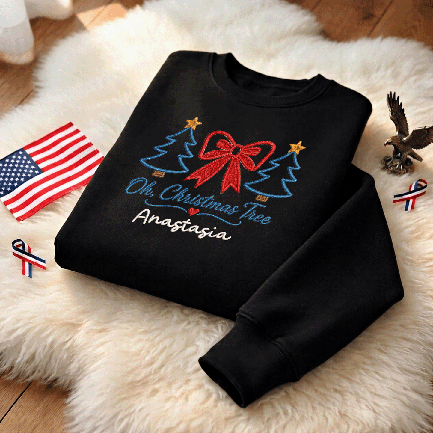 Personalized Embroidered Oh Christmas Tree Sweatshirt with Custom Name