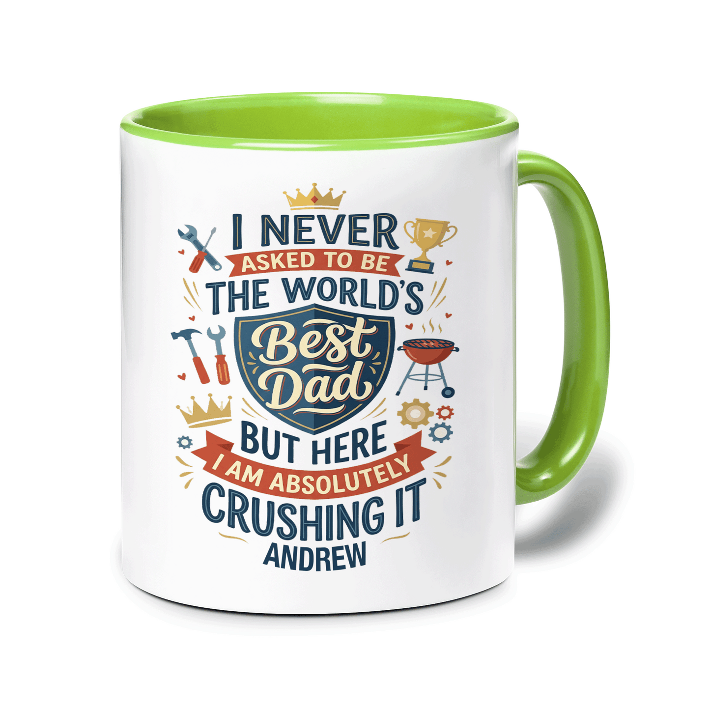 Personalized I Never Asked To Be The World’s Best Dad Accent Mug – Custom Photo Coffee Mug