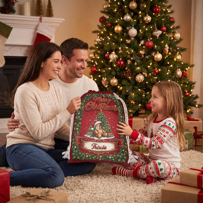 Personalized Teddy Bear Christmas Sack with Custom Photo