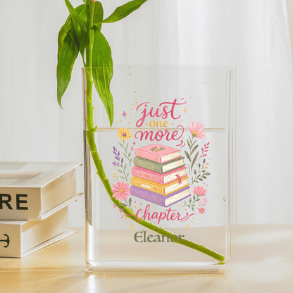 Personalized Just One More Chapter Acrylic Book Vase with Custom Name