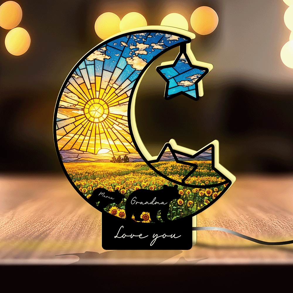 Personalized Moon & Stars Night Light – Custom Love Message Keepsake