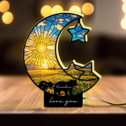 Personalized Moon & Stars Night Light – Custom Love Message Keepsake