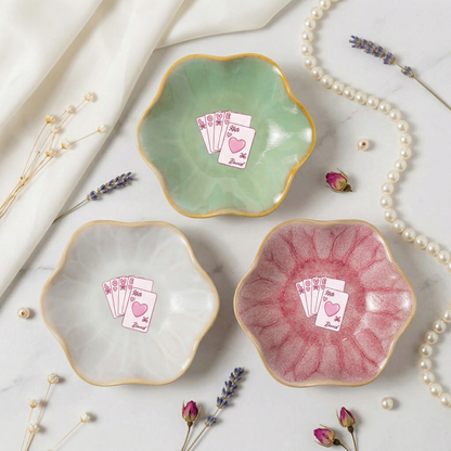 Personalized Love Flower Trinket Dish – Custom Name Center Jewelry Holder