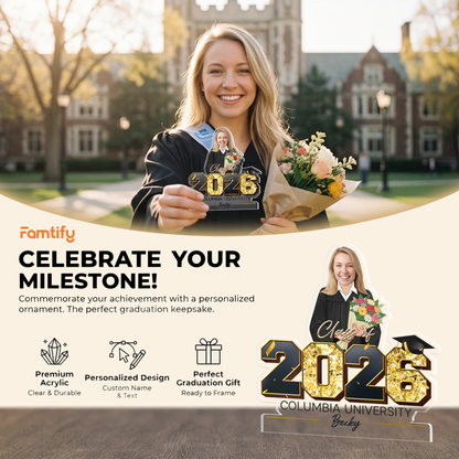 Personalized Class of 2026 Photo Graduation Acrylic Plaque – Custom Photo Keepsake
