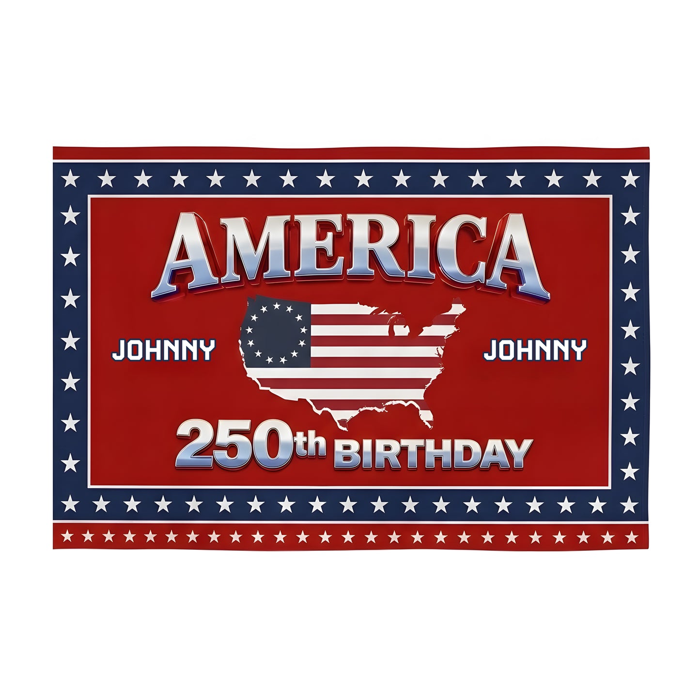 Custom Name 250th Anniversary USA House Flag Red