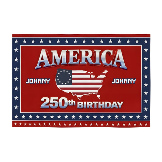 Custom Name 250th Anniversary USA House Flag Red