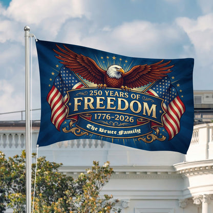 Personalized Family Name 250 Years Of Freedom Semiquincentennial Banner House Flag