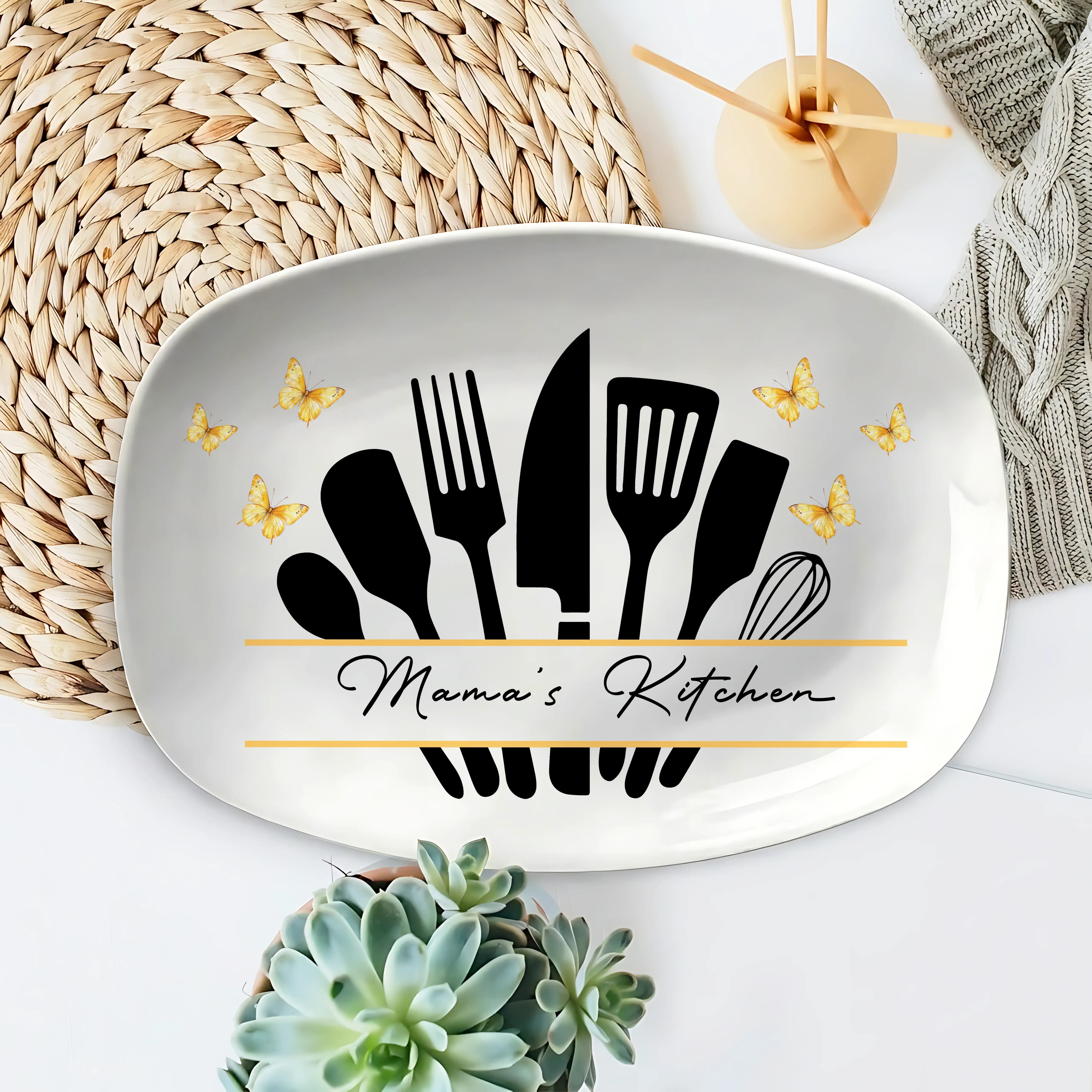Grandma’s Kitchen of Love – Personalized Grandkids Names Platter – Mother’s Day Gift for Grandma Keepsake Dish