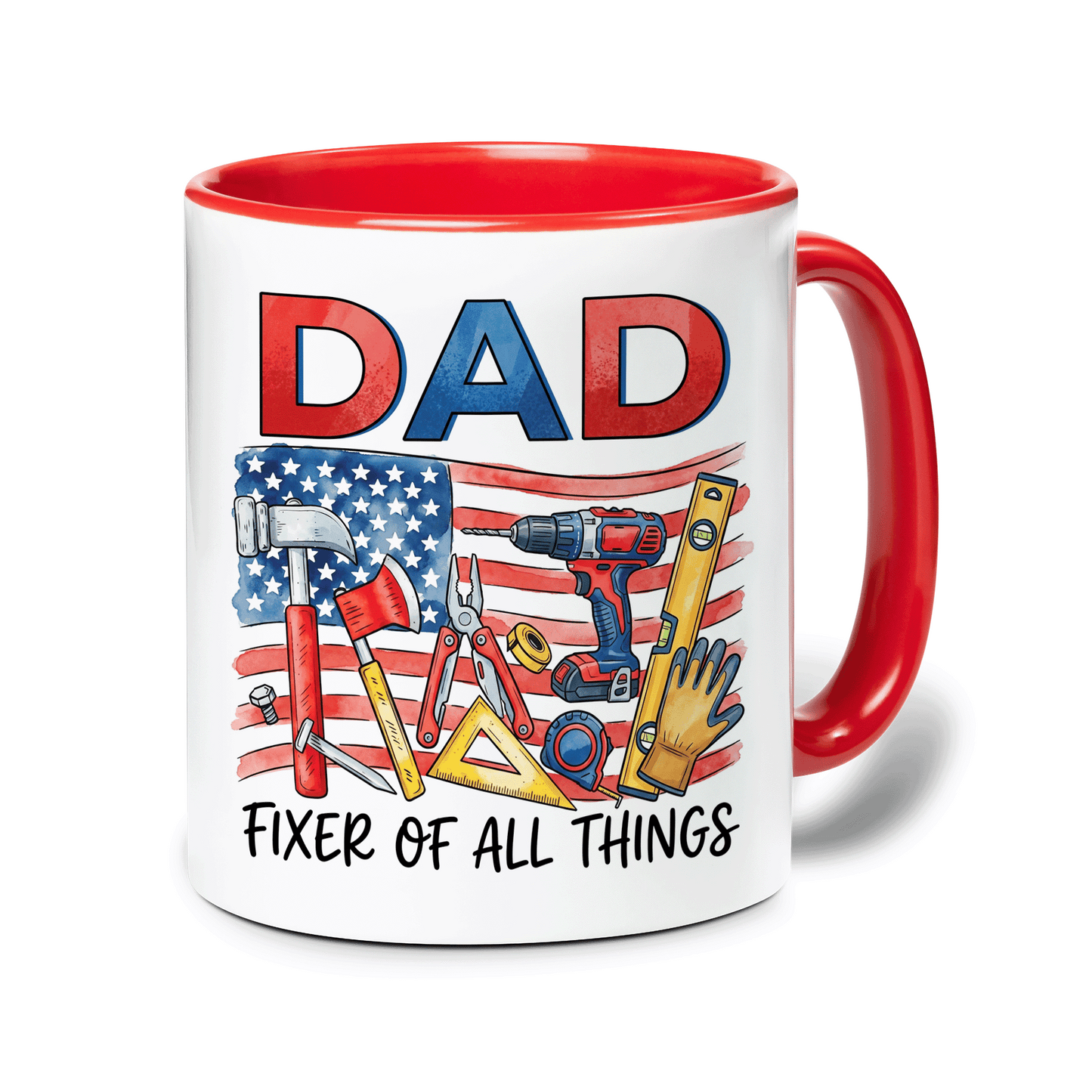 Personalized Dad Fixer Of All Things Accent Mug – Custom Photo Coffee Mug for Dad