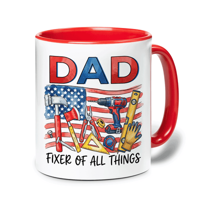 Personalized Dad Fixer Of All Things Accent Mug – Custom Photo Coffee Mug for Dad