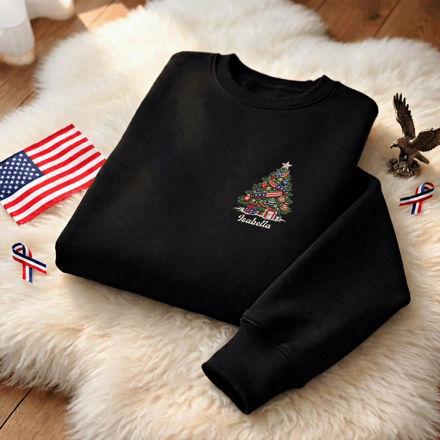 Personalized Classic Christmas Tree Sweatshirt with Custom Name | Festive Holiday Crewneck Gift
