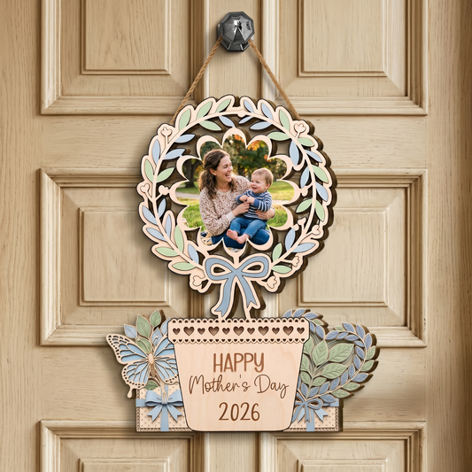 Personalized Mother’s Day Wooden Sign with Photo & Year – Custom Wood Plaque Gift for Mom, Family Keepsake Decor