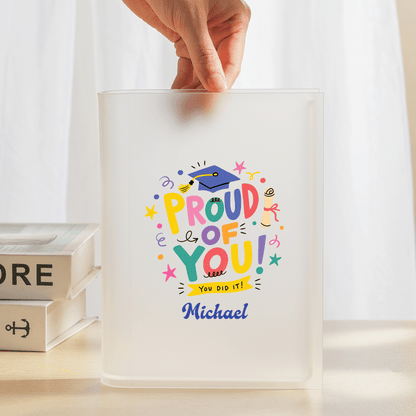 Personalized Proud of You Acrylic Book Vase, Custom Name Graduation Flower Vase