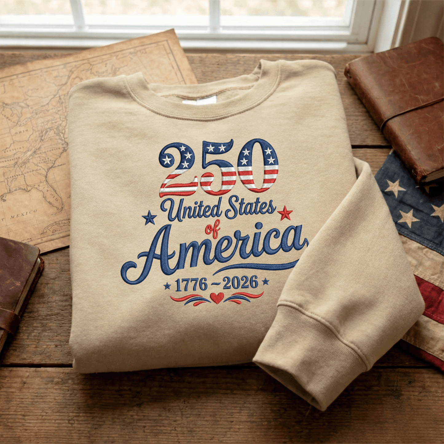 America 250 Years of Freedom - 1776-2026 Patriotic Eagle Embroidery Design