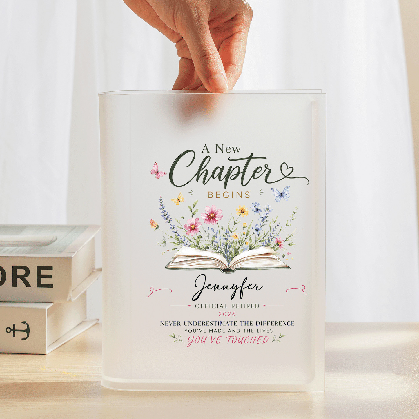 Personalized A Chapter Begins Acrylic Book Vase with Custom Photo Graduation Flower Vase