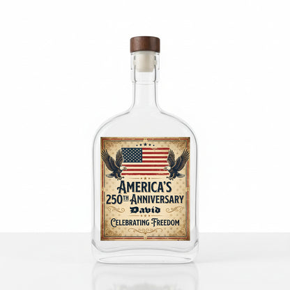 250 Years USA 250th Birthday 1776-2026 Eagle Flag Whiskey Bottle