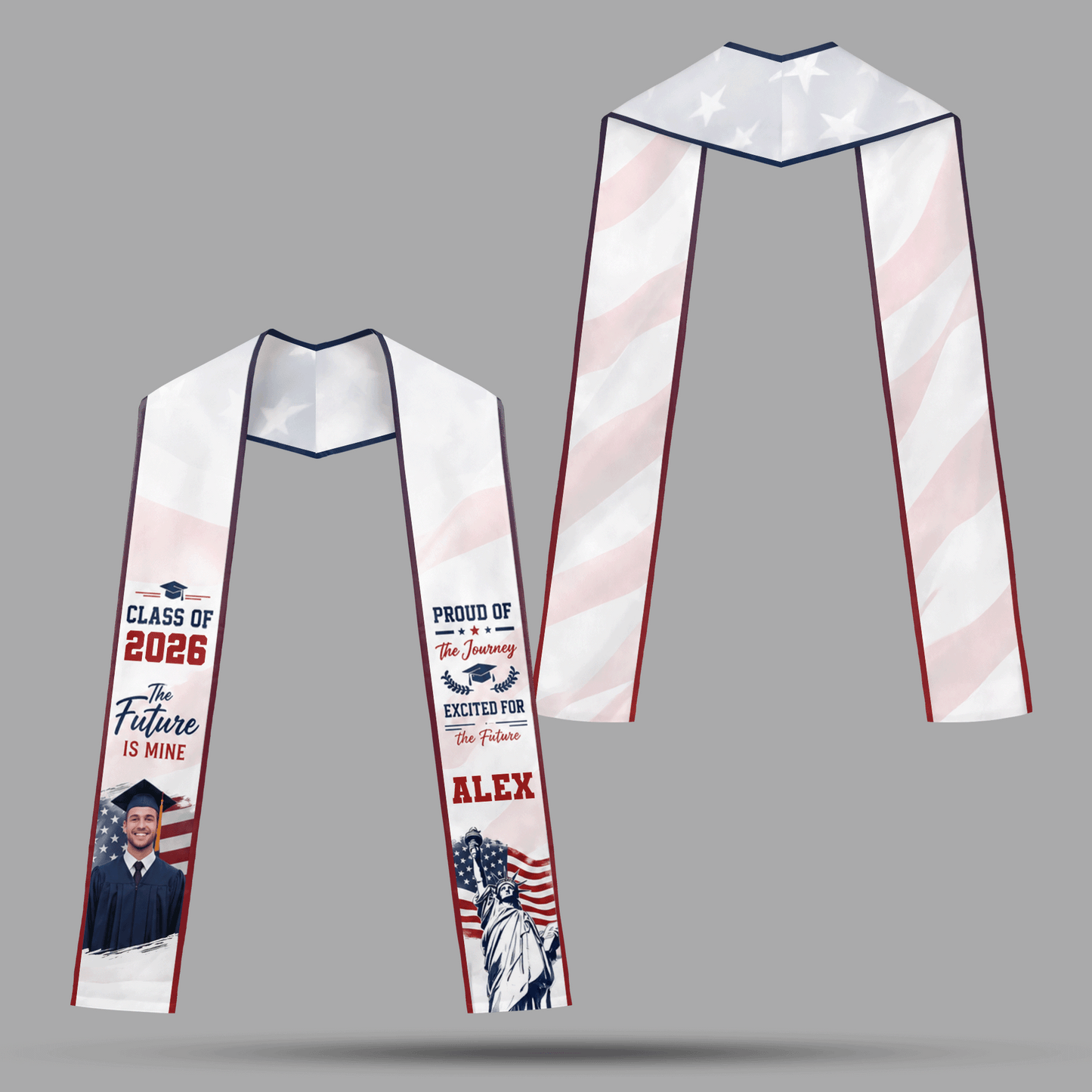 Personalized Proud of the Journey Excited for the Future Graduation Stole – Custom Photo and Name