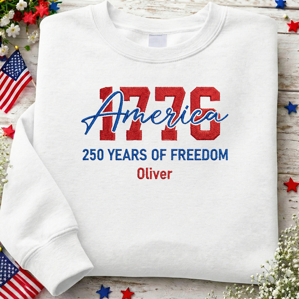 USA 250 Years - Embroidered American Crewneck Sweatshirt