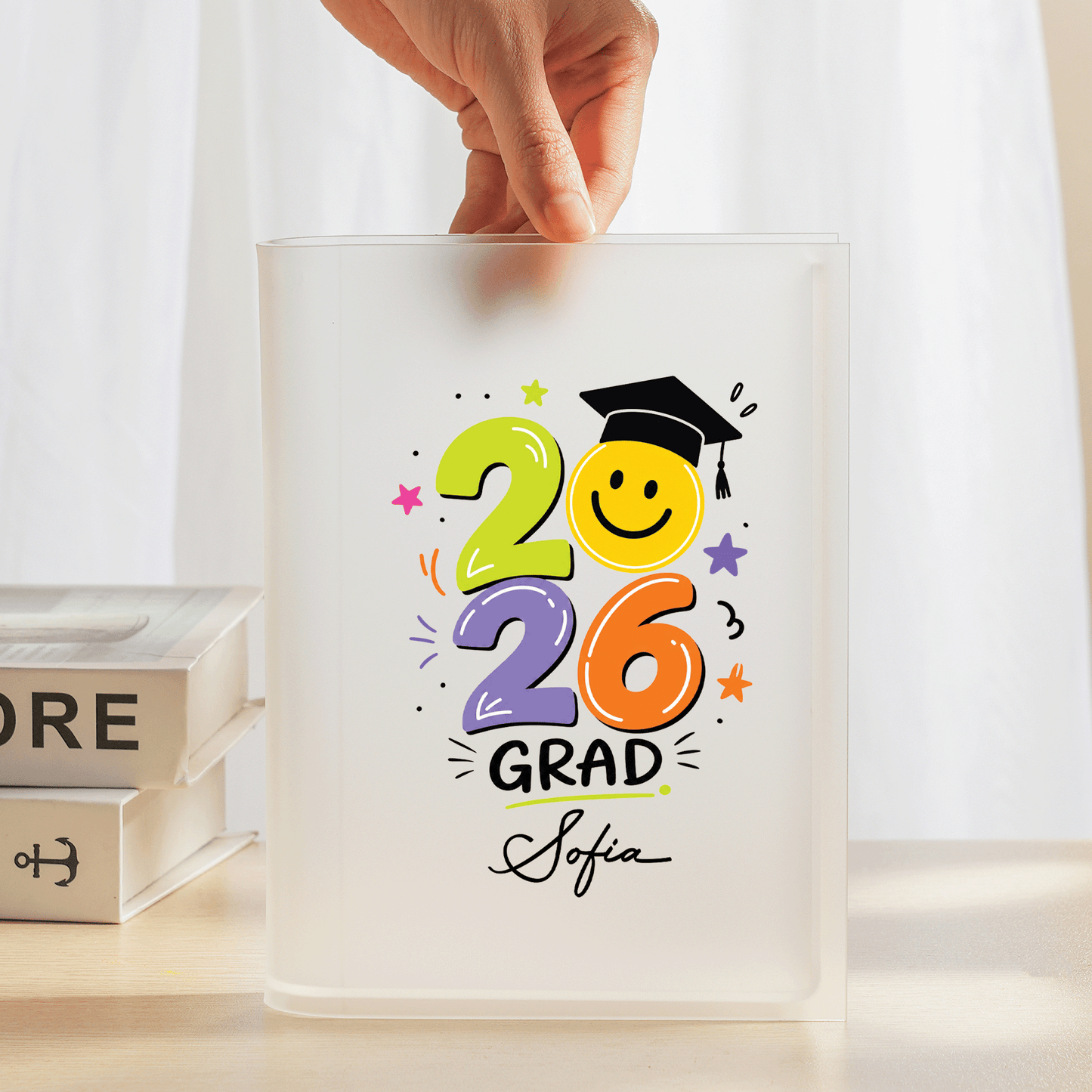 Personalized 2026 Grad Acrylic Book Vase with Custom Name