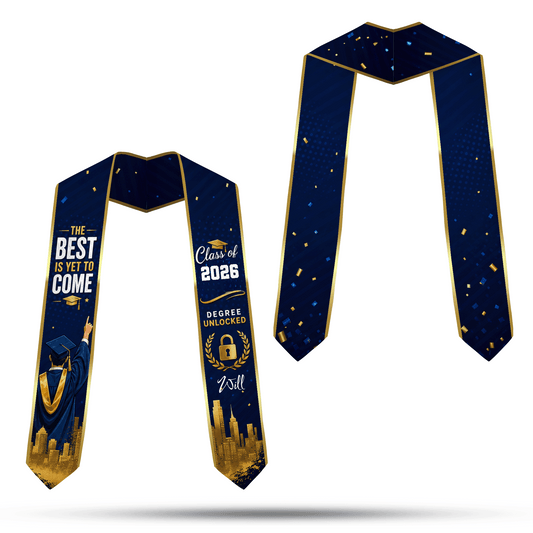 Personalized The Best Is Yet to Come Blue Graduation Stole - Custom Photo and Name