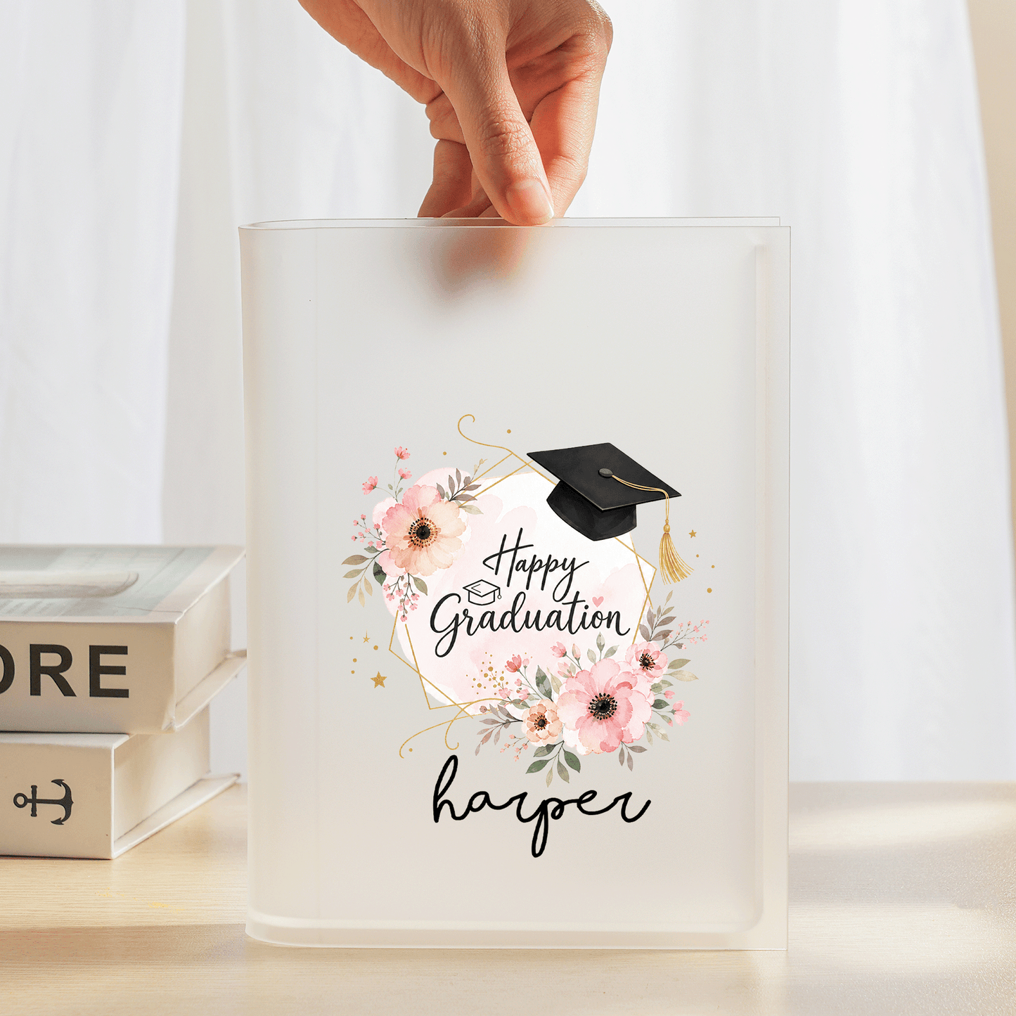 Personalized Happy Graduation Acrylic Book Vase with Custom Name