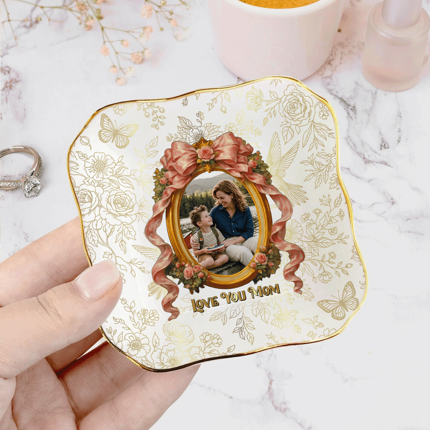 Custom Photo Memory - Personalized Jewelry Dish for Mom - Mother’s Day Gift for Mom - Custom Trinket Tray