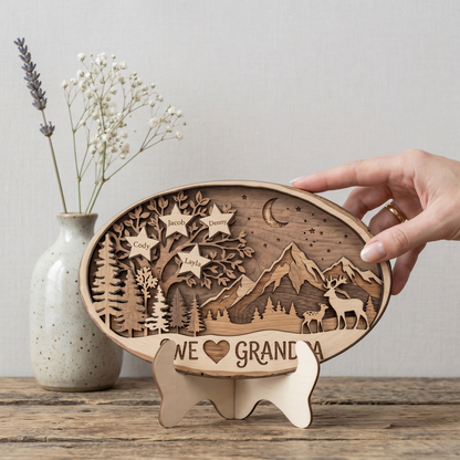 Custom Grandpa Gift – 2 Layer Wooden Sign, Personalized Father's Day Decor, We Love Grandpa