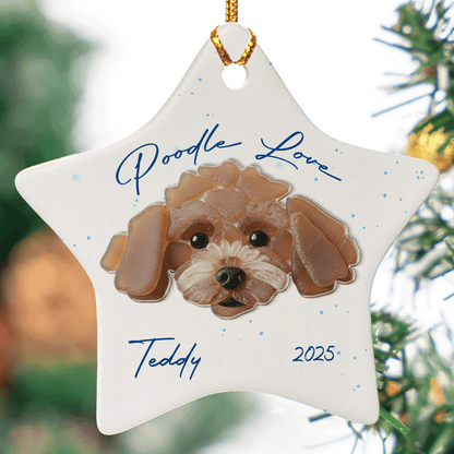 Personalized Poodle Ceramic Acrylic Ornament – Custom Pet Name Keepsake Gift