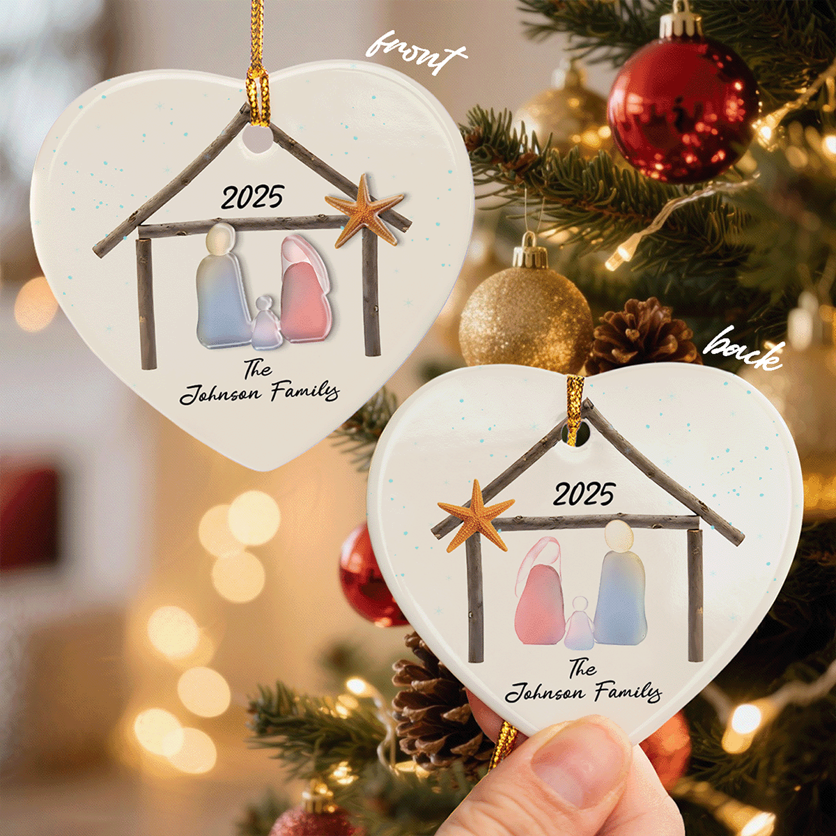 Personalized Happy Home Happy Family Ceramic Ornament