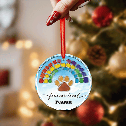 Personalized Pet's Name Rainbow Shade Glass and Acrylic Ornament