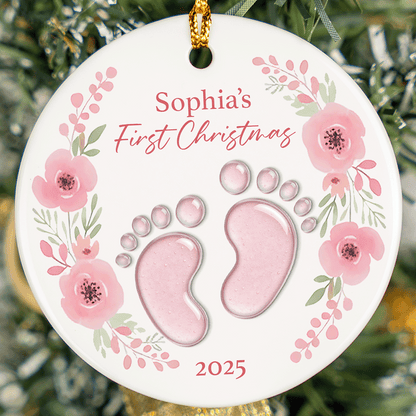 Baby’s First Christmas - Personalized Ceramic Acrylic Ornament for Newborn