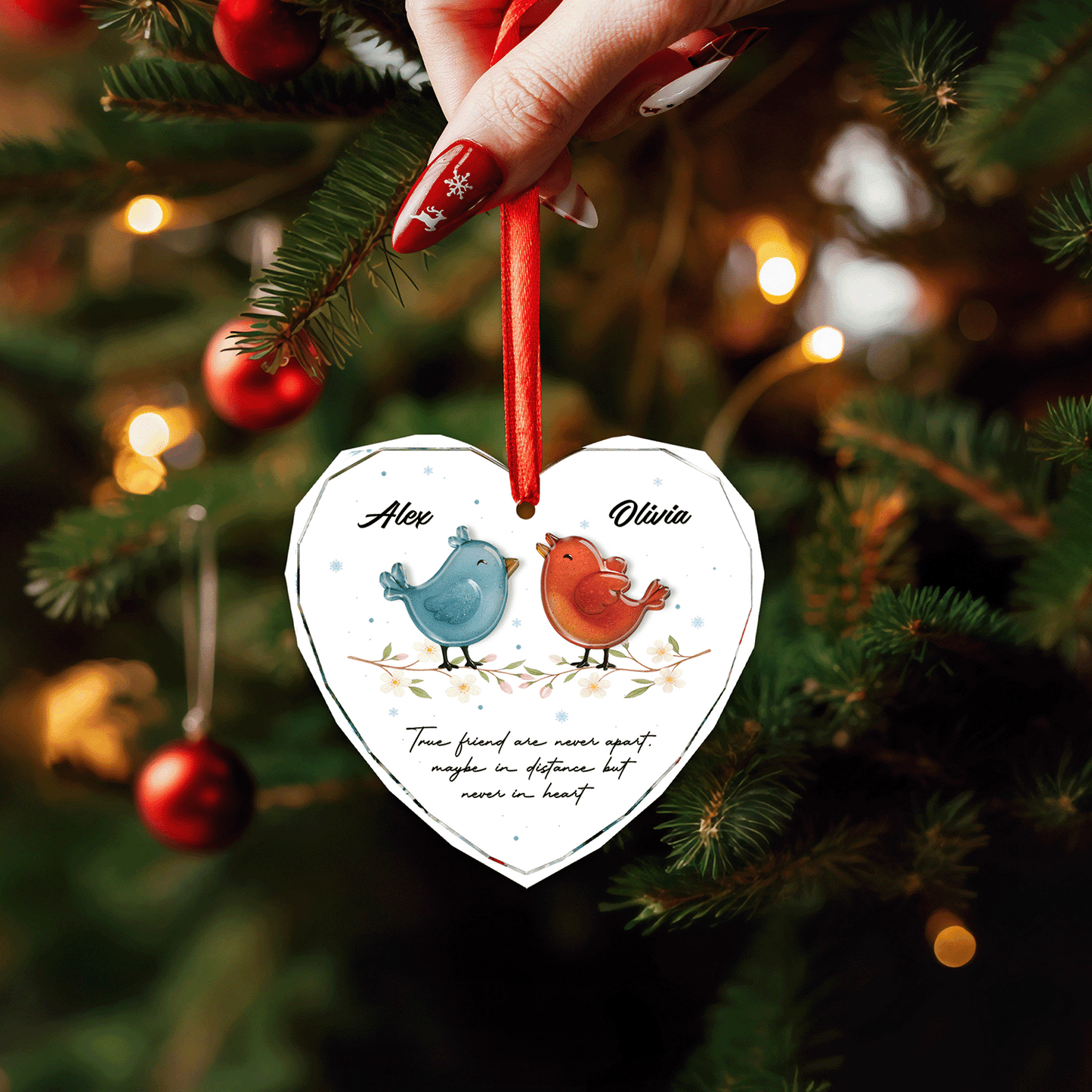 Personalized Birds Of A Feather Glass and Acrylic Ornament