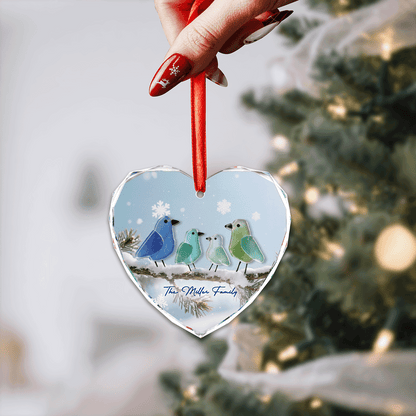 Personalized Nestle In Family Glass and Acrylic Ornament