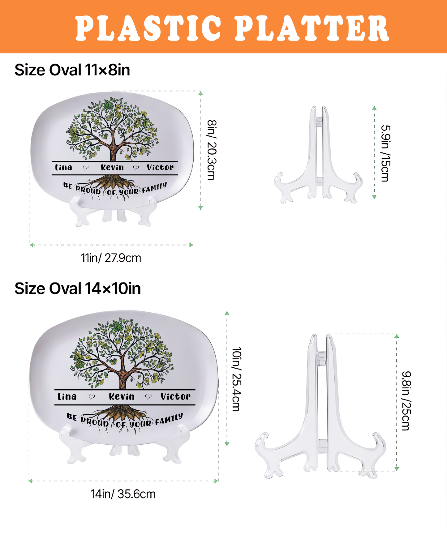Family Tree of Love – Personalized Grandparent Gift – Custom Name Platter Keepsake