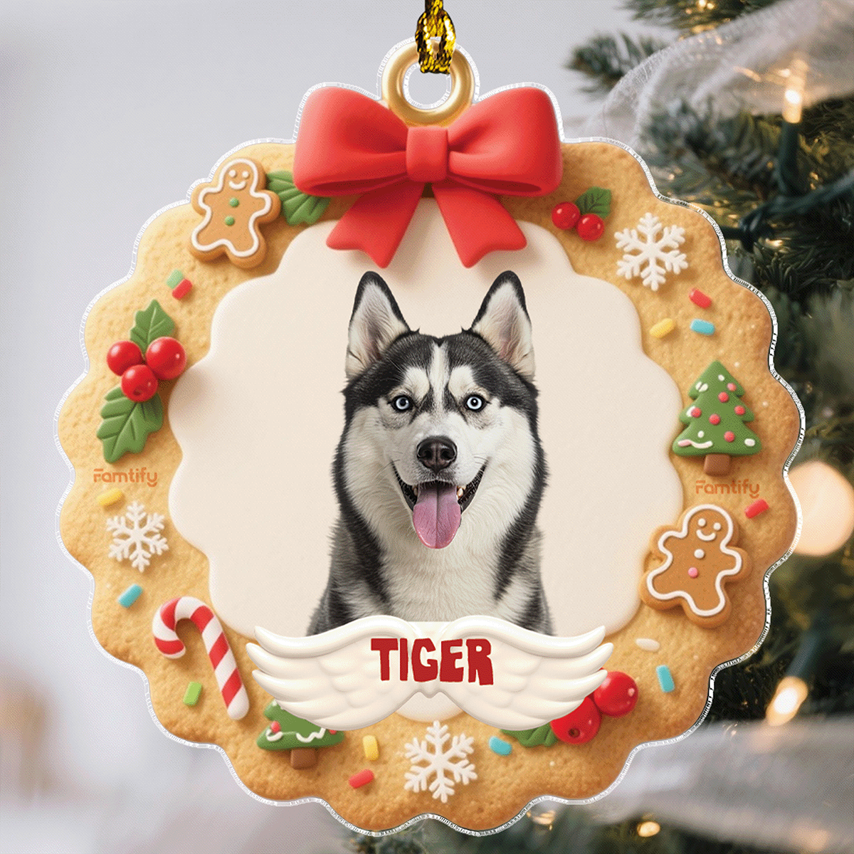 Lovely Pet Face Gingerbread – Custom Photo Personalized Acrylic Ornament