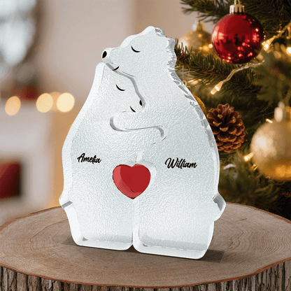 Personalized Acrylic Hugging Bear Family Puzzle