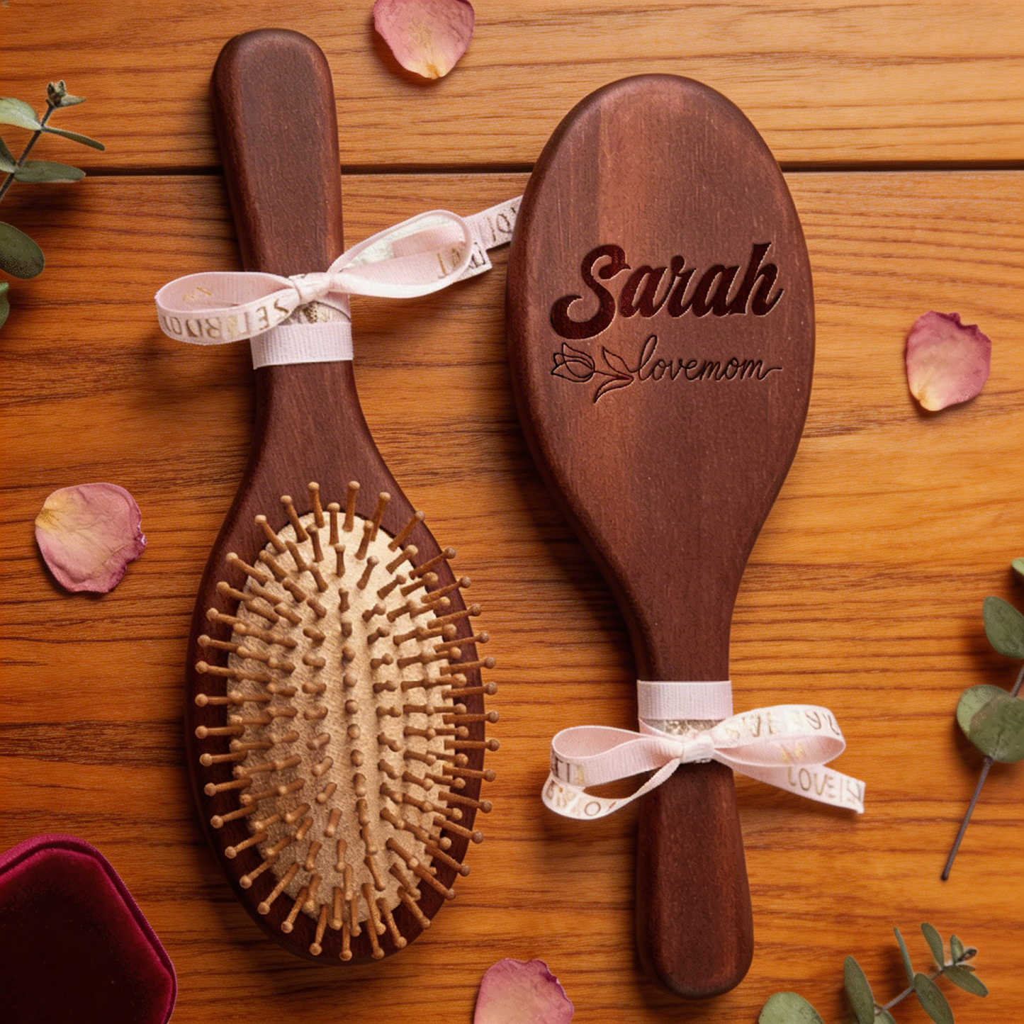 Personalized Engraved Wooden Hair Brush – Meaningful Mother’s Day Gift for Mom