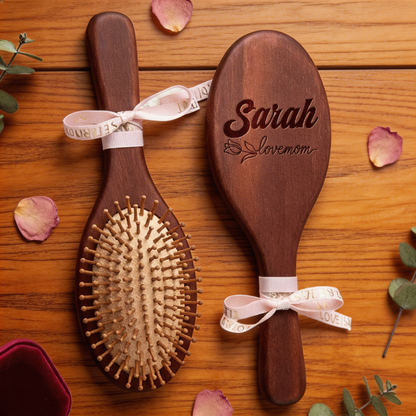 Personalized Engraved Wooden Hair Brush – Meaningful Mother’s Day Gift for Mom
