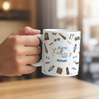 Personalized Happy Father’s Day Ceramic Mug Custom Name Gift for Dad Birthday Gift Idea