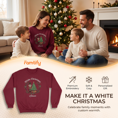Personalized White Christmas Nutcracker Sweatshirt with Custom Name | Vintage Holiday Crewneck Gift