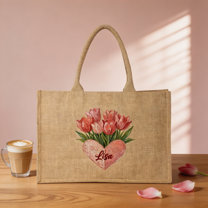 Personalized Wildflower Field Linen Handbag – Love & Togetherness Gift