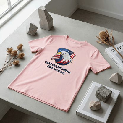 USA 250th Anniversary 1776-2026 - Embroidered Liberty Bell T-Shirt