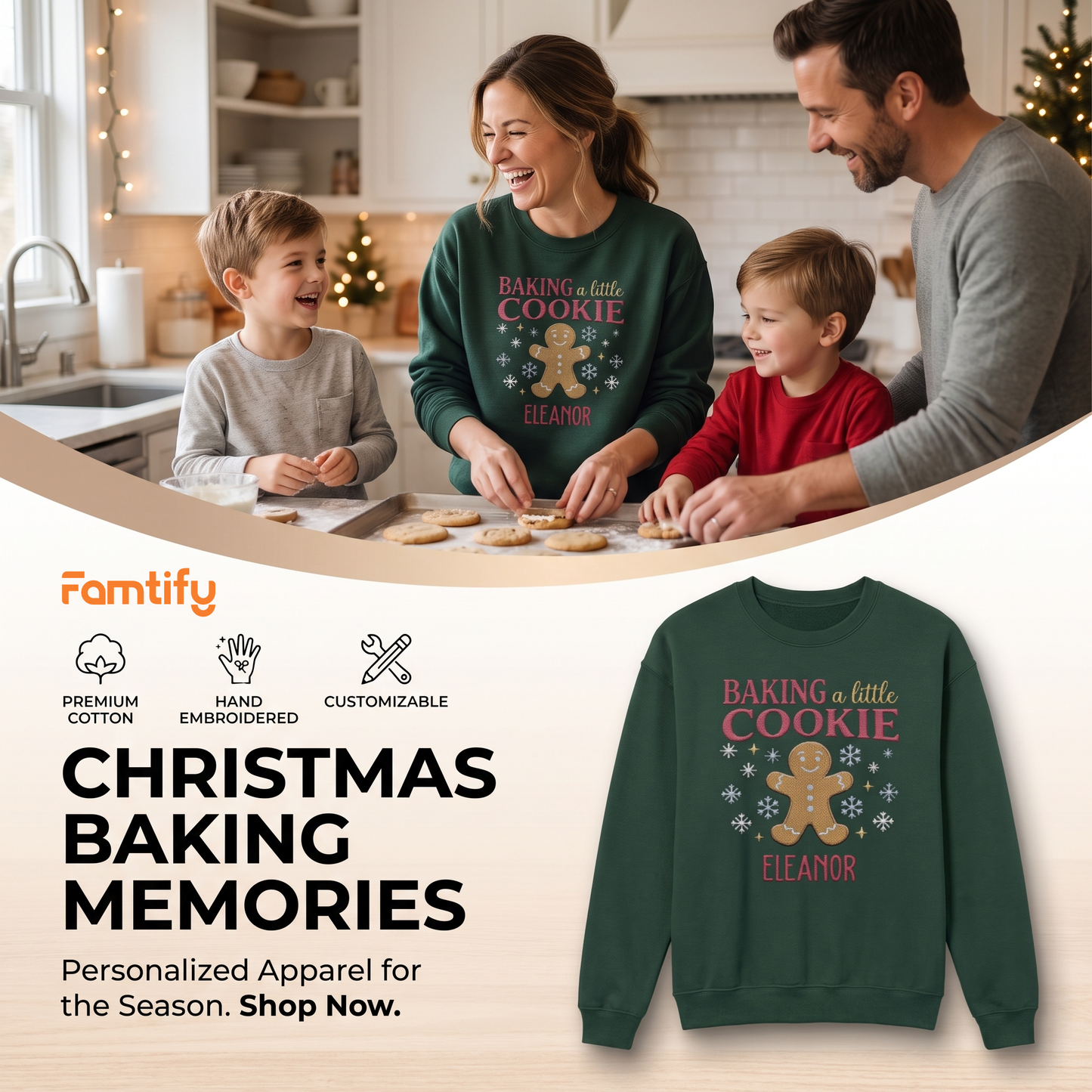 Personalized Embroidered Baking a Little Cookie Sweatshirt with Custom Name