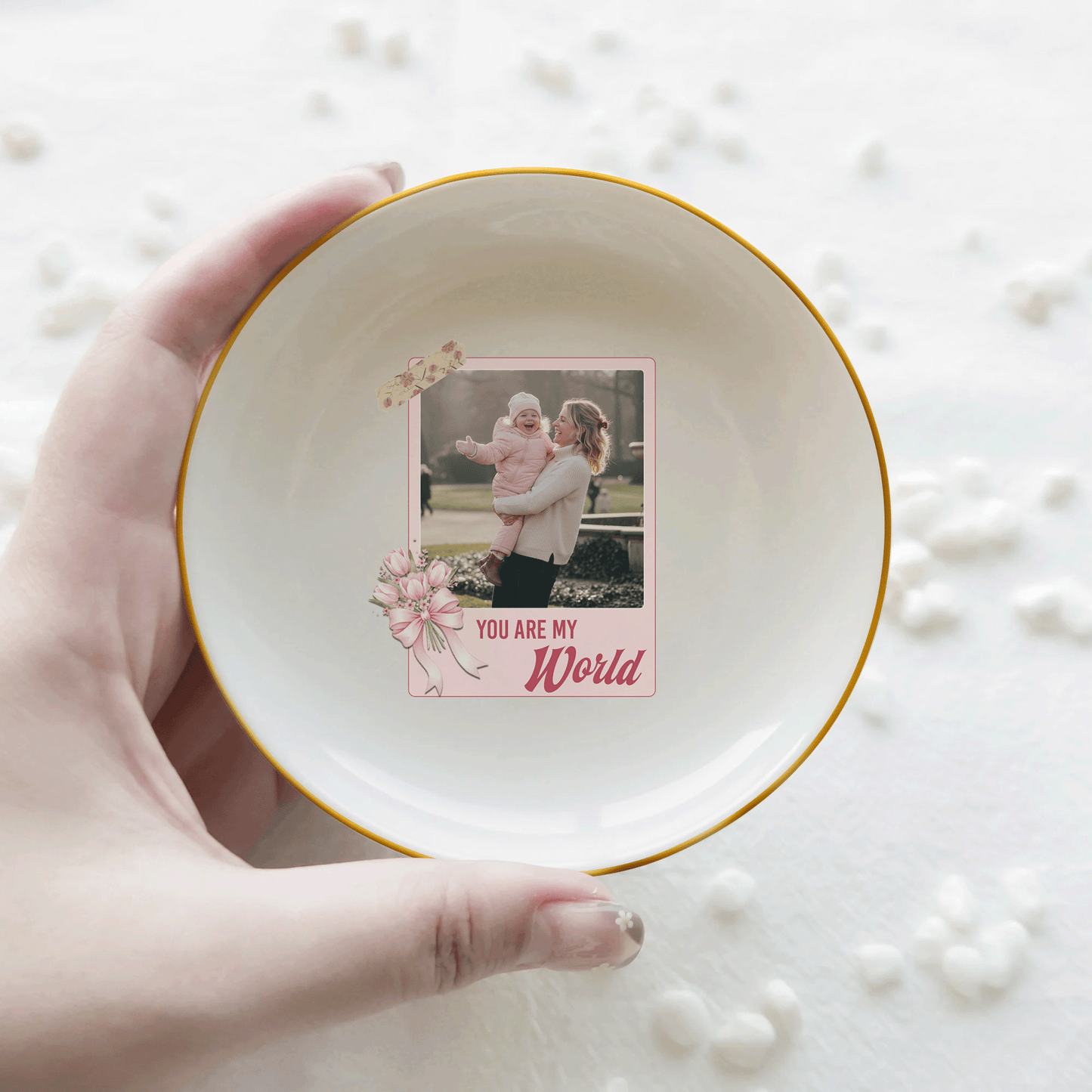 I Love You Mom Personalized Photo Jewelry Dish – Custom Mother’s Day Gift for Mom