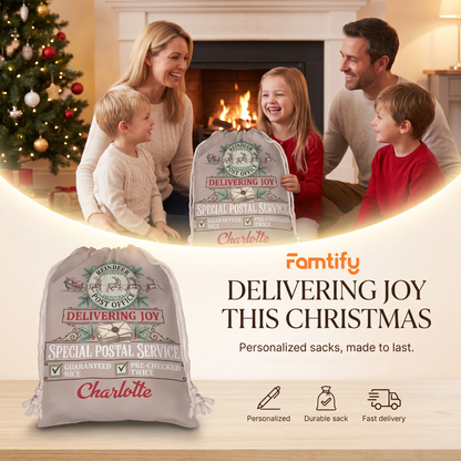 Personalized Delivering Joy Christmas Sack with Custom Name