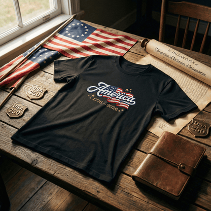United States 250th Independence 1776–2026 Embroidered T-Shirt