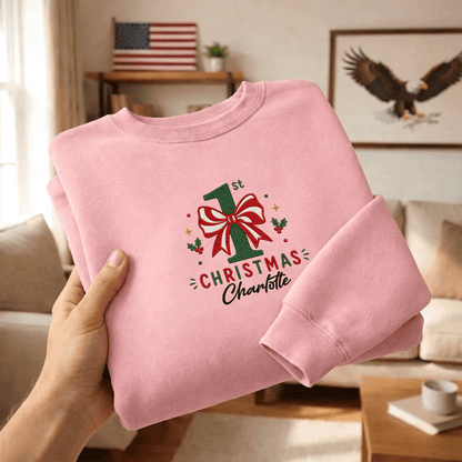 Personalized Embroidered My First Christmas Sweatshirt with Custom Name